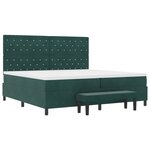 vidaXL Lit à Sommier avec Matelas & Banc Vert Foncé 200x200 cm Velours