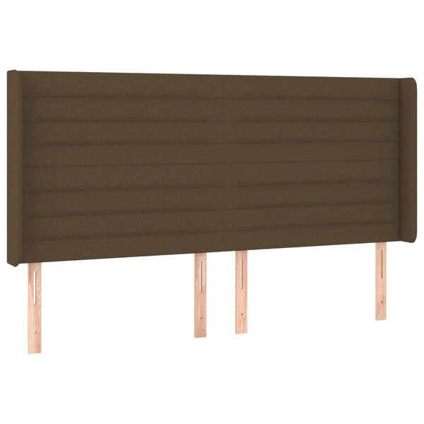 vidaXL Tête de lit avec oreilles Marron foncé 203x16x118/128 cm Tissu