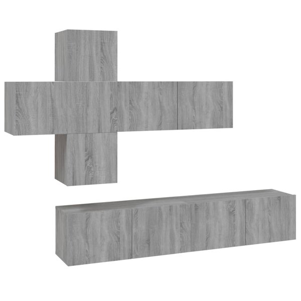 vidaXL Ensemble de meubles TV 7 Pièces Sonoma gris Bois d'ingénierie