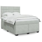 vidaXL Sommier à lattes de lit et matelas Gris clair 160x200cm Velours