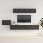vidaXL Ensemble de meubles TV 5 Pièces Noir Bois d'ingénierie
