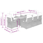 vidaXL Ensemble à manger de jardin et coussins 9 Pièces mélange beige