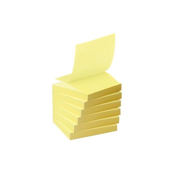 Tour 6 blocs Znotes 100f 76X76mm 100% recyclé. Coloris jaune BP324 R330-1B POST-IT
