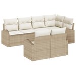 vidaXL Ensemble de canapés de jardin de 7 pièces avec coussins beige en poly rotin