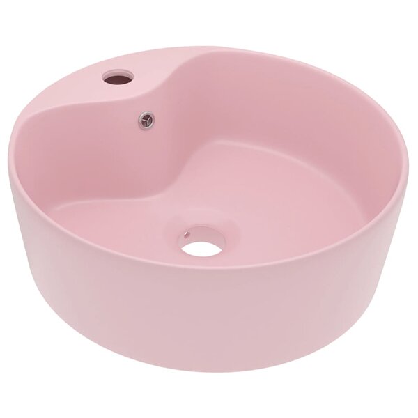 vidaXL Lavabo de luxe avec trop-plein Rose mat 36x13 cm Céramique