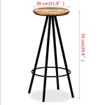 vidaXL Tabourets de bar lot de 4 bois massif de récupération
