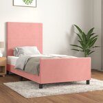 vidaXL Cadre de lit avec tête de lit Rose 90x190 cm Velours