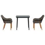 vidaXL Ensemble de salle à manger de jardin 3 pièces en rattan poly gris