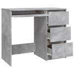 Bureau table poste de travail meuble d'ordinateur informatique étude 90 x 45 x 76 cm bois d’ingénierie gris 02_0023849