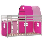 vidaXL Lit superposé avec rideaux rose 75x190 cm bois pin massif