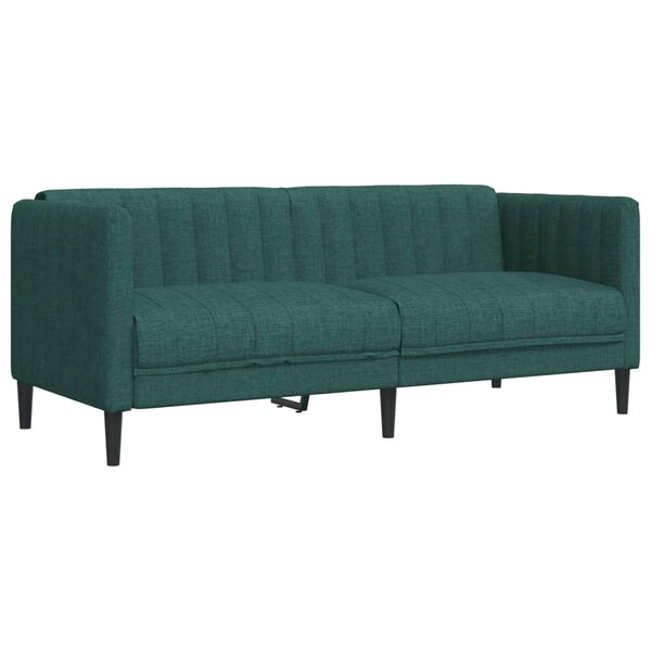 vidaXL Canapé 2 places vert foncé tissu