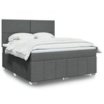 vidaXL Sommier à lattes de lit avec matelas Gris foncé 180x200cm Tissu