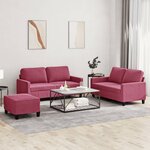 vidaXL Ensemble de canapés 3 Pièces avec coussins Rouge bordeaux Velours