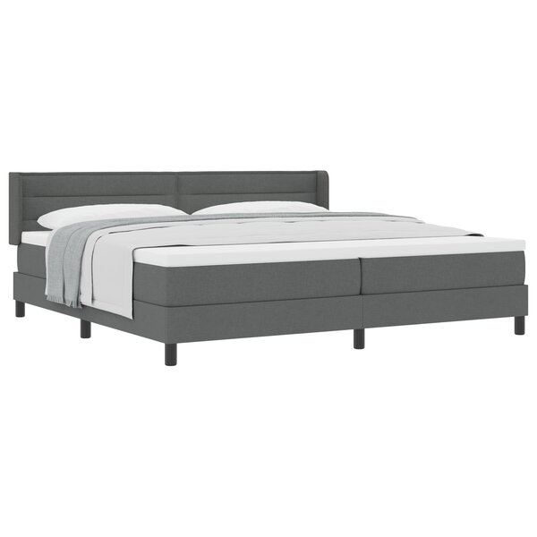 Lit Box Spring avec Matelas Gris Foncé 200x200 cm Tissu