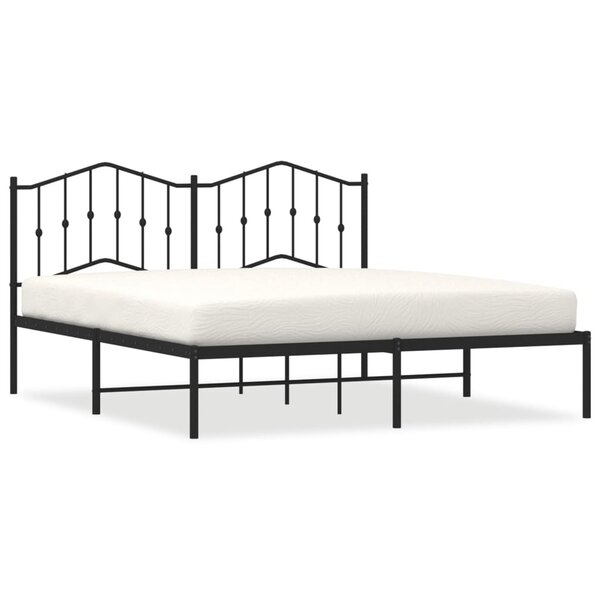 vidaXL Cadre de lit métal sans matelas et tête de lit noir 180x200 cm