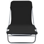 vidaXL Chaises longues pliables lot de 2 Acier et tissu Noir