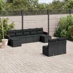 vidaXL Salon de jardin 9 Pièces avec coussins noir résine tressée