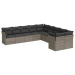 vidaXL Salon de jardin avec coussins 10 Pièces gris résine tressée