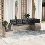 vidaXL Salon de jardin 6 Pièces avec coussins gris clair résine tressée