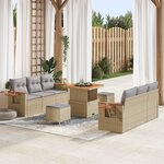 vidaXL Ensemble de canapé de jardin 9 pièces avec coussins beige en poly rotin et acacia