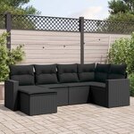 vidaXL Salon de jardin 6 Pièces avec coussins noir résine tressée