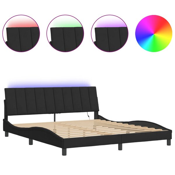 vidaXL Cadre de lit avec LED sans matelas noir 180x200 cm velours