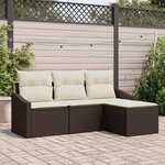 vidaXL Ensemble de Canapé de Jardin 4 pièces avec Coussins Marron Poly Rotin