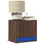 vidaXL Tables de chevet murales avec lumières LED 2 Pièces chêne marron
