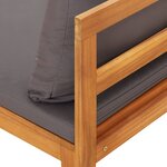 vidaXL Banc de jardin avec table avec coussins gris foncé Teck solide