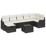 vidaXL Ensemble de Canapé de Jardin 8 Pièces avec Coussins Rattan Noir