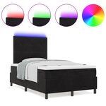 Lit Box Spring vidaXL avec Matelas & LED Noir 120x200 cm Velours