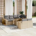 vidaXL Salon de jardin 11 Pièces avec coussins beige résine tressée