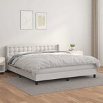 vidaXL Sommier à lattes de lit avec matelas Blanc 160x200cm Similicuir