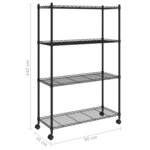 vidaXL Étagère de rangement 4 niveaux et roues 90x35x137cm Noir 200 kg
