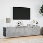vidaXL Meuble TV mural avec LED gris béton 180x31x39 5 cm