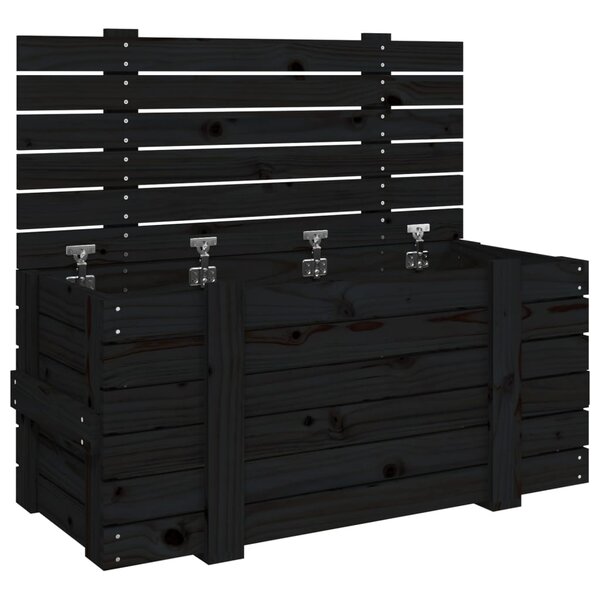 vidaXL Boîte de rangement Noir 91x40 5x42 cm Bois massif de pin