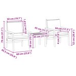 Ensemble bistro de jardin 3 pièces vidaXL avec coussins en bois d'acacia massif