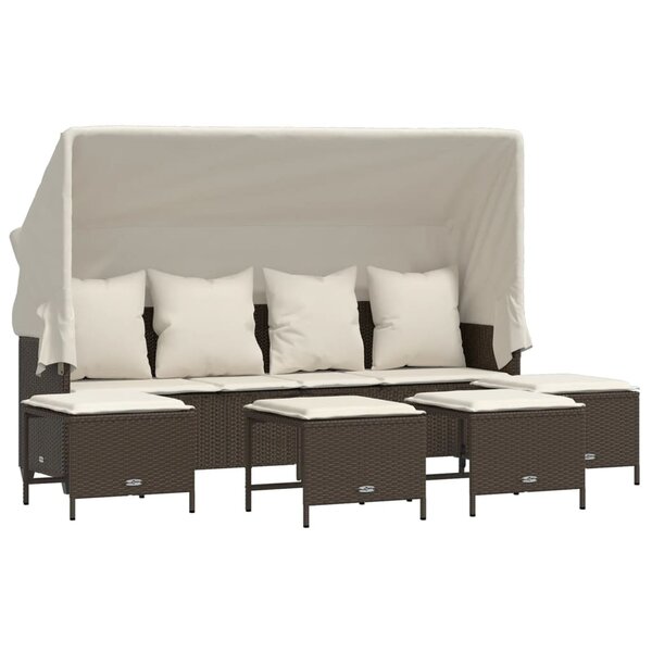 vidaXL Salon de jardin avec coussins 5 Pièces marron résine tressée