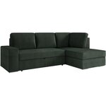 Canapé d'angle droit convertible ARTEMIS 4 places - Velours côtelé vert foncé - 246 x 174 x 96 cm