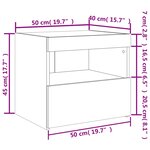 vidaXL Tables de chevet avec lumières LED 2 Pièces gris béton 50x40x45 cm