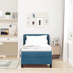 Lit Box Spring vidaXL avec Matelas Bleu Foncé 80x200 cm en Velours