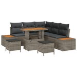 vidaXL Ensemble de canapé de jardin 8 pièces avec coussins en rotin poly gris acacia