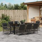 vidaXL Ensemble de salle à manger de jardin 9 pièces avec coussins gris en poly rattan