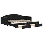 vidaXL Lit de jour avec gigogne et tiroirs sans matelas noir 100x200cm
