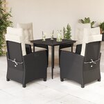 vidaXL Ensemble à manger de jardin coussins 5Pièces Noir Résine tressée