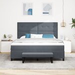 vidaXL Lit box spring avec matelas et banc gris foncé 180x200 cm en velours