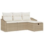 vidaXL Ensemble de canapé de jardin 4 pièces avec coussins beige poly rotin