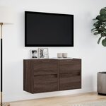 vidaXL Meubles TV muraux lumières LED 2 Pièces chêne marron 41x31x45 cm