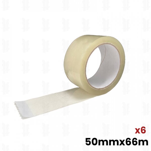 6x rouleaux adhésifs Transparent  50mm x 66m