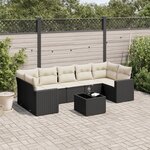 vidaXL Salon de jardin 8 Pièces avec coussins noir résine tressée